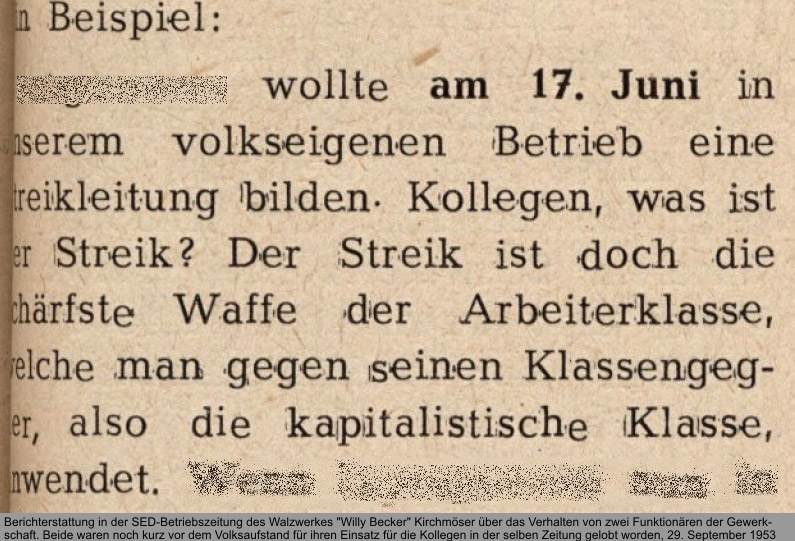 Arbeiterverräter Detail Otto L., Quelle: Roter Stahl, Betriebszeitung des Walzwerkes in Kirchmöser, 29. September 1953